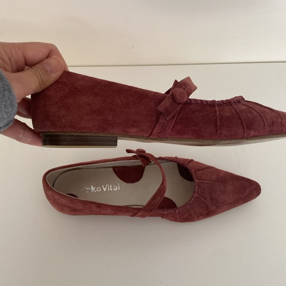 Voko Vital Suede Leather Red Mary Jane Flats - Picture 4 of 5